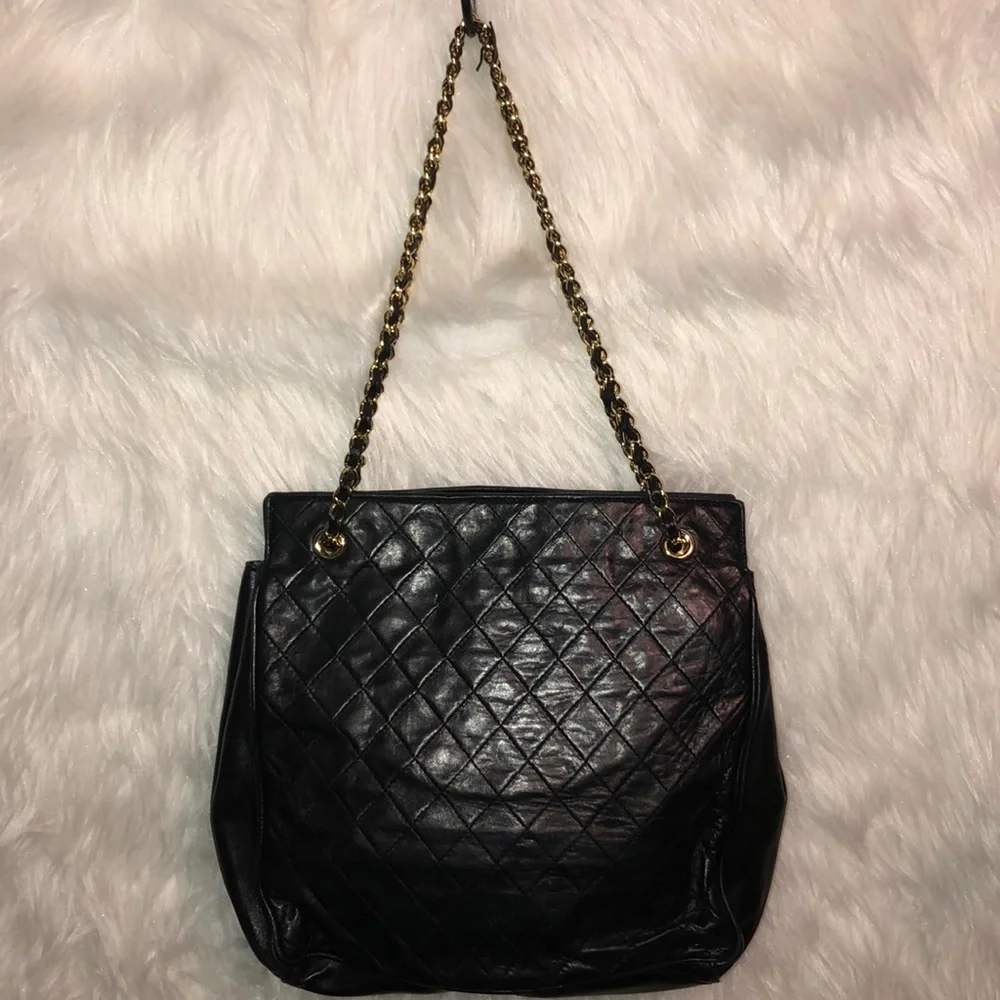 Vintage Gino Ferruzzi Black Leather Bag